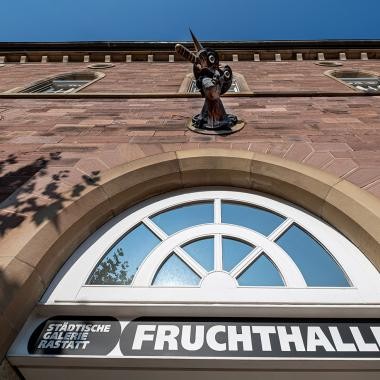 Exterior view of the Fruchthalle lettering in Rastatt