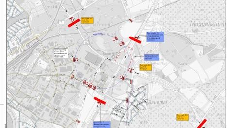 Karte Evakuierungradius 500 Meter zur Bombenentschärfung an der Anlage Allgemeinverfügung 