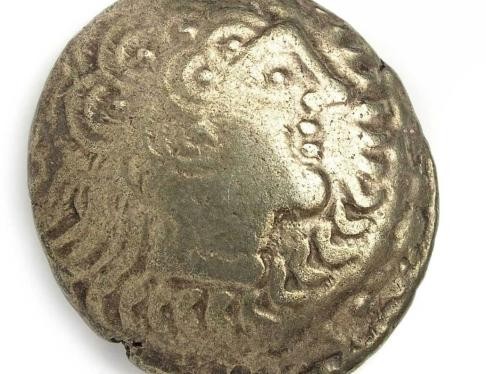 Vorderseite einer keltischen Münze mit Bildnis Alexanders der Große