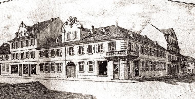 Old picture of the residence of Mathias Schweitzer