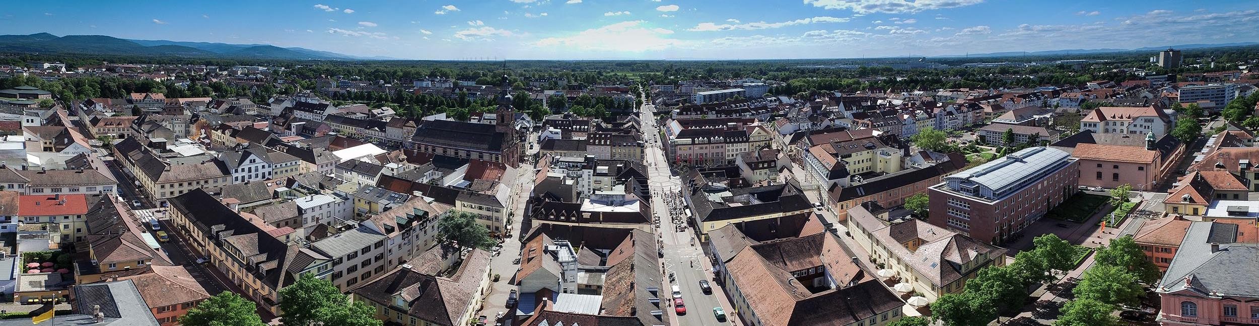 Aerial view of Rastatt city center