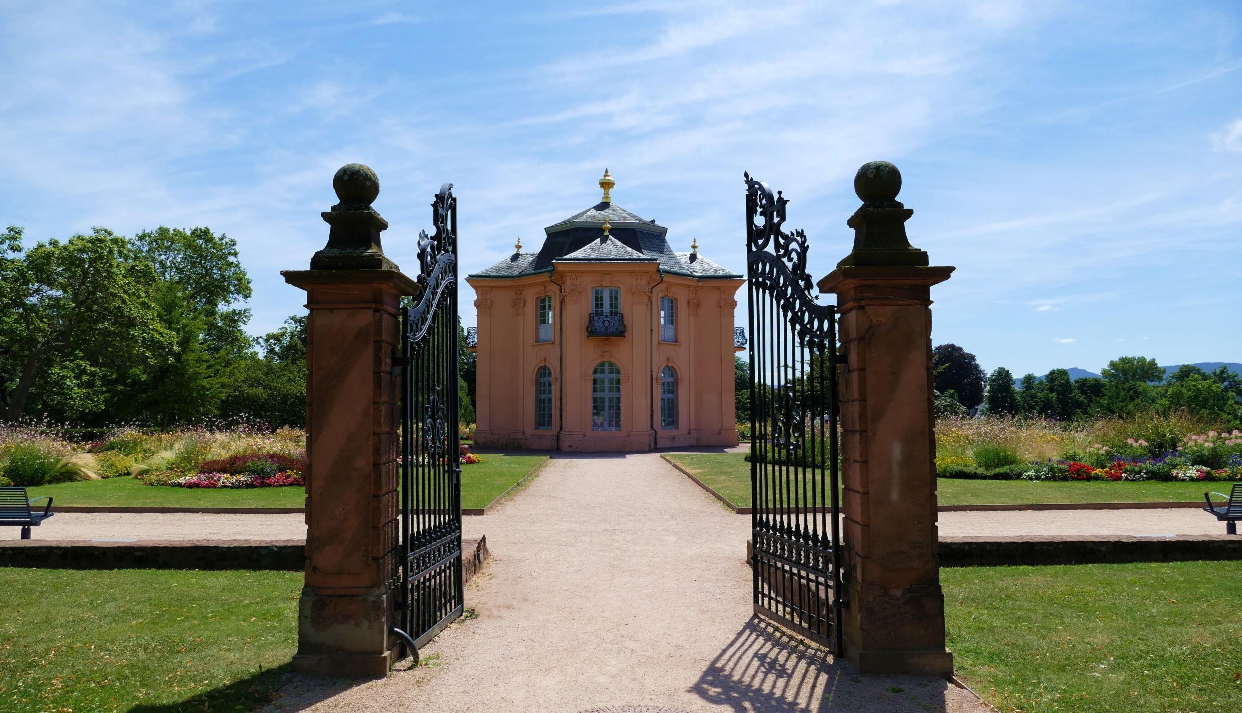 Entrance gate of the green areas Pagoda Castle Rastatt