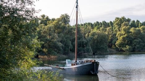 Museum ship Heini, anchored in an arm of the Old Rhine near Wintersdorf