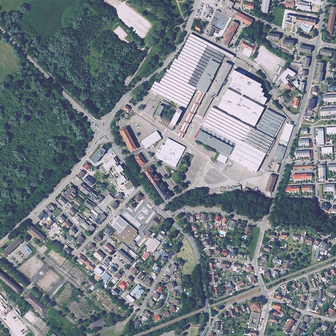 Vue aérienne de la zone industrielle de Gettinge-Werksgelände
