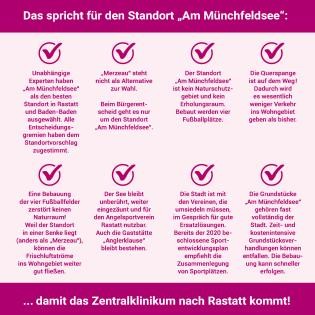 Flyer mit Argumenten zum Standort Münchfeldsee