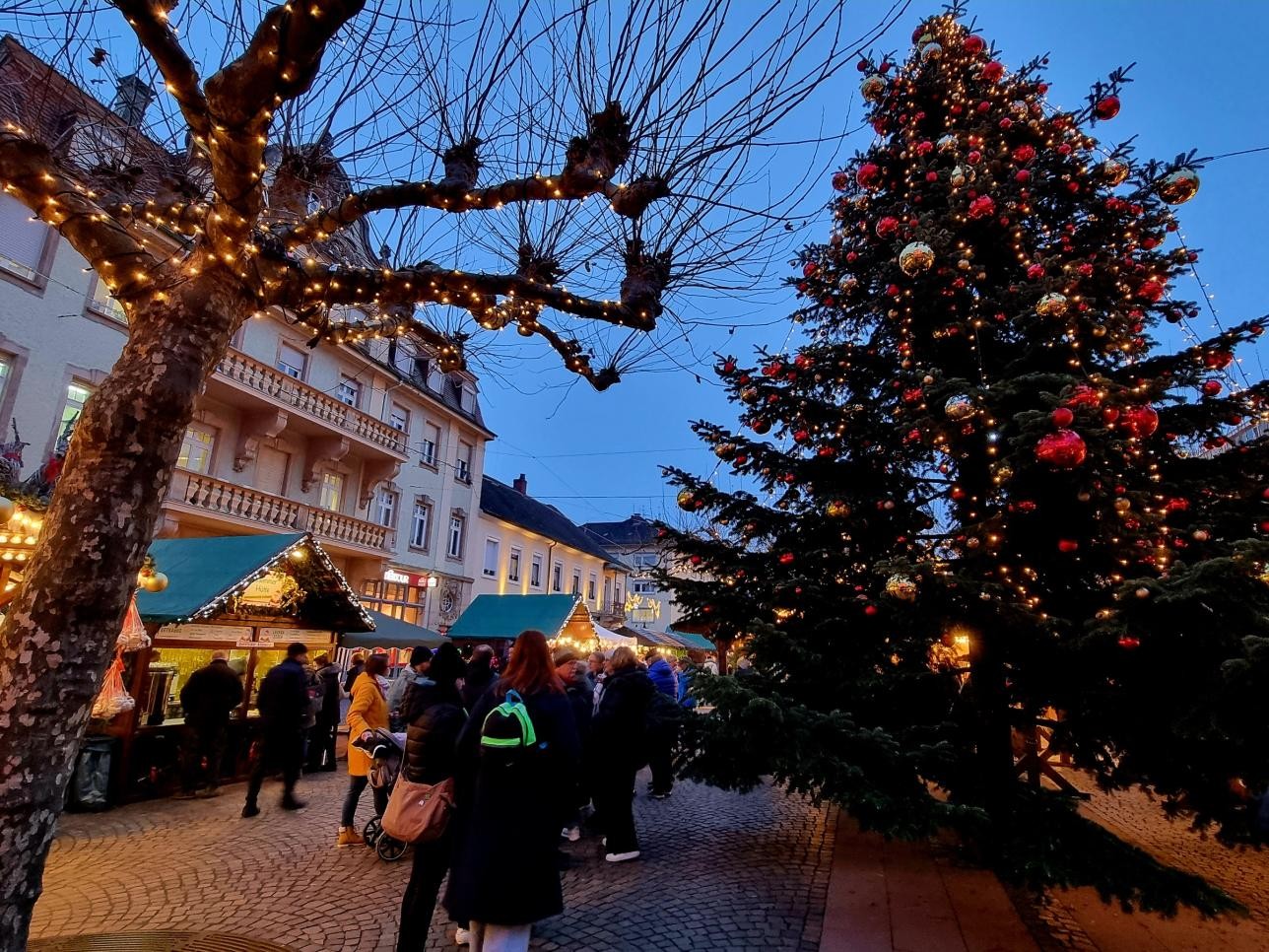 Christmas construction and stalls Christmas market Rastatt