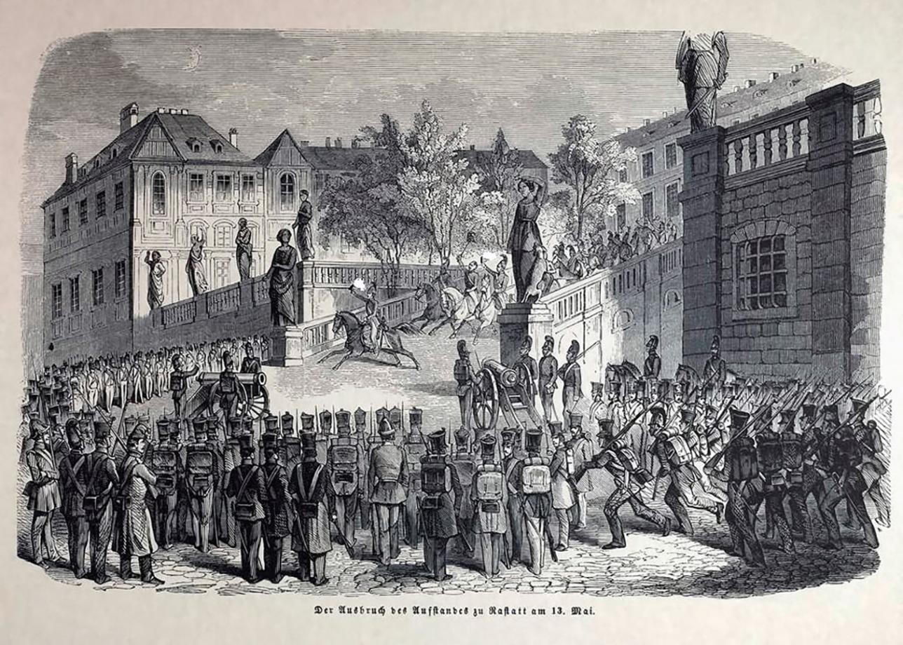 Flight of the officers on May 13, 1849