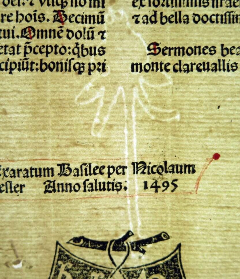 Wasserzeichen in einer 1495 in Basel gedruckten Predigtsammlung des Bernhard von Clairvaux 