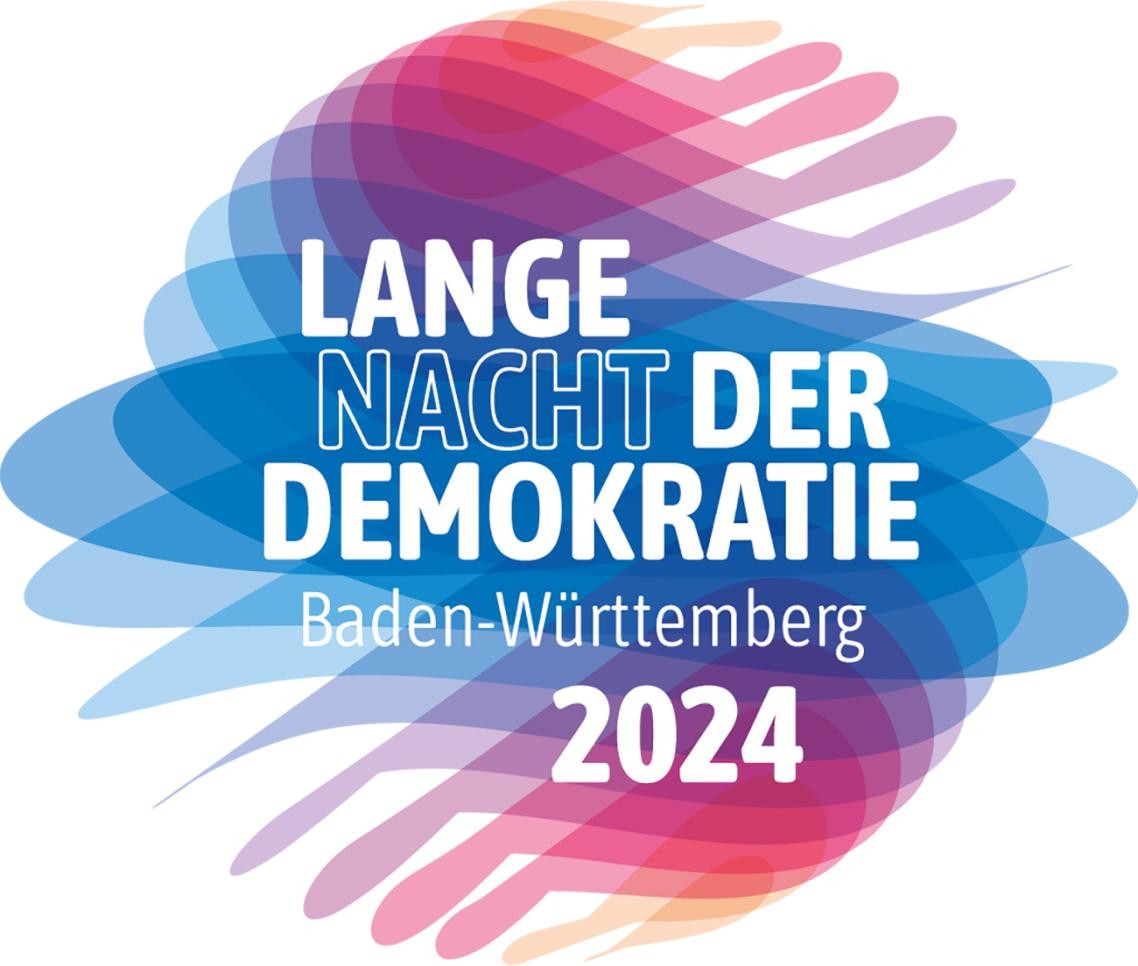 Logo mit Schriftzug Lange Nacht der Demokratie Baden-Württemberg 2024