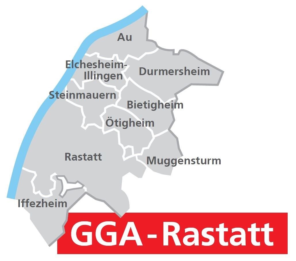 Karte des Zuständigkeitsbereichs des gemeinsamen Gutachterausschusses Rastatt