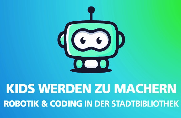 Logo des Maker-Club für Kids, Zeichnung von einem kleinen Roboter