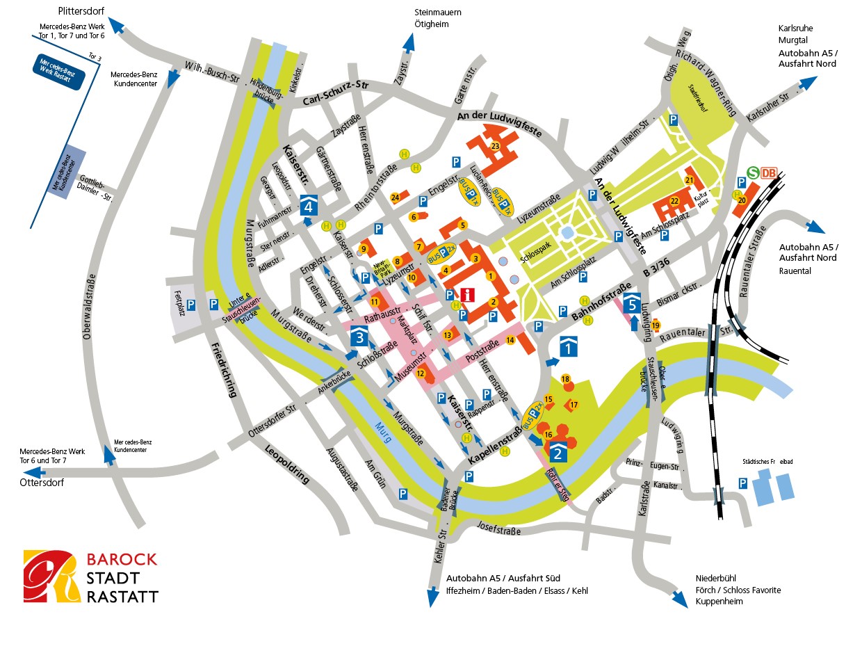 Park map of Rastatt as a sketch