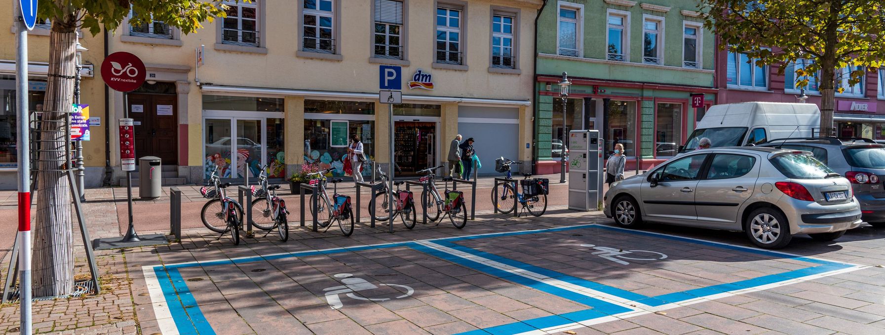 Disabled parking space in front of a store